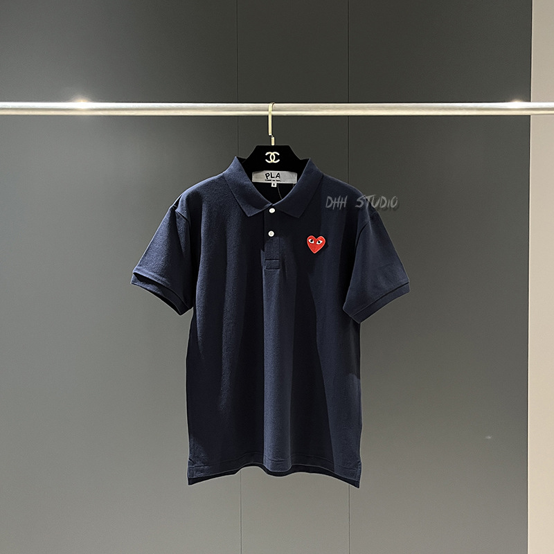 Ami日系トレンドcdgハートハート男女ポロシャツカップル半袖tシャツ
