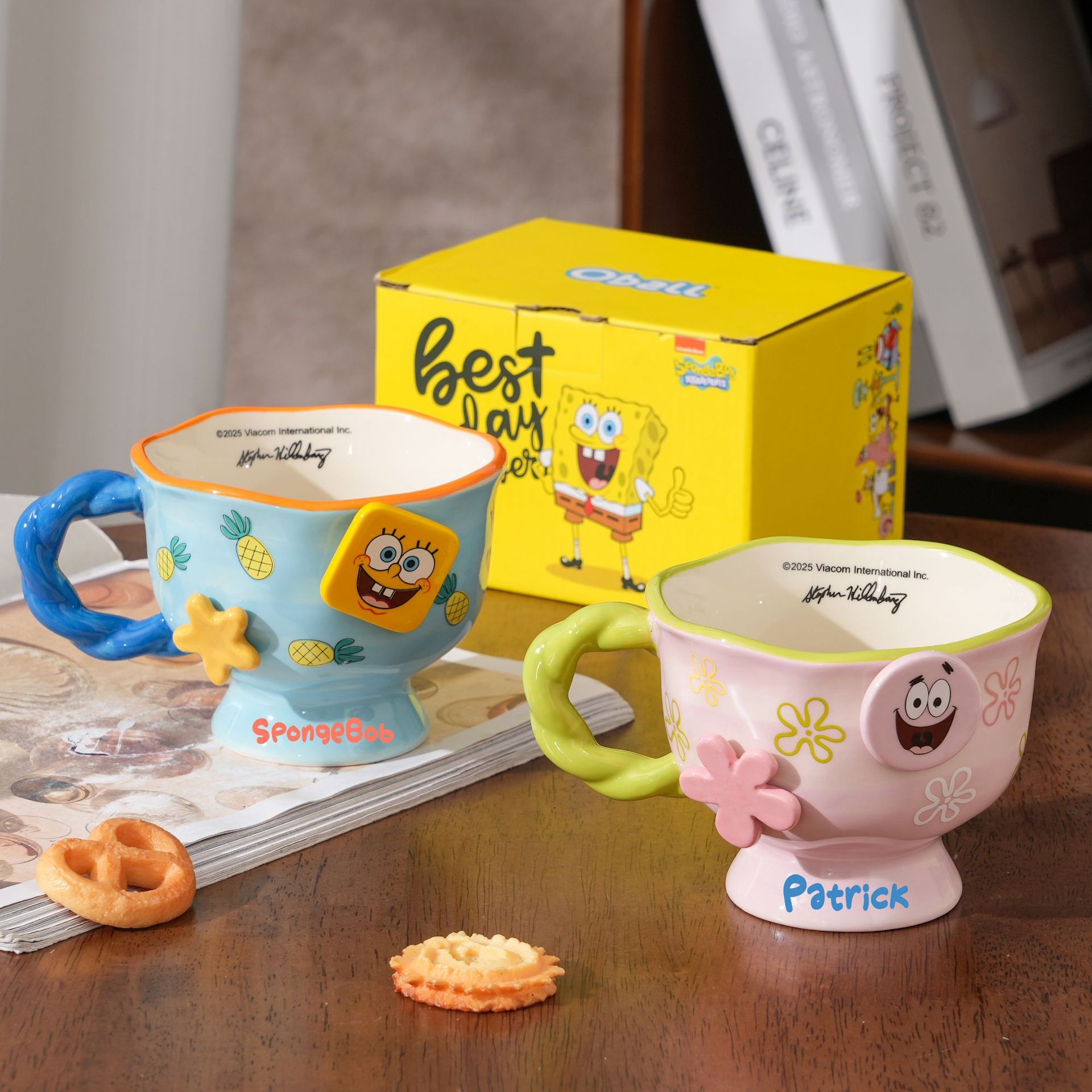 Bob Esponja nueva taza de cerámica taza de cerámica casera taza de desayuno taza de agua taza de café regalo de aniversario