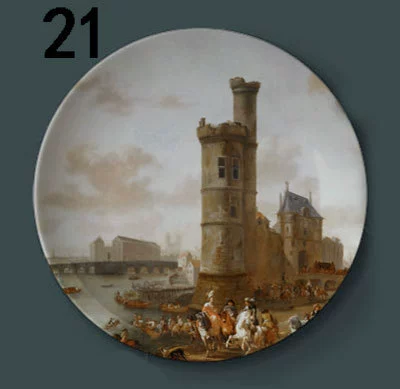 Декоративная тарель с масляной росписью Louvre, европейская настенная керамическая панель, декоративная тарелка для гостиной, для винного шкафа или ТВ-тумбы