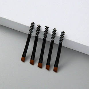 Factory Direct Sales Wholesale Mini Short Double-Ended Eyebrow Brush + Spiral Brush Eyelash Brush Portable Makeup Brush Tool