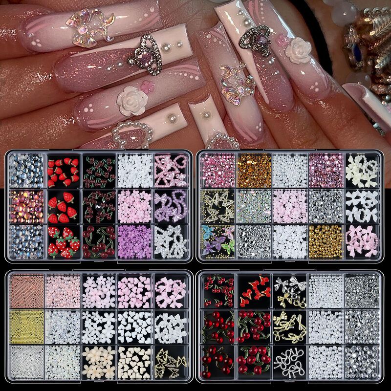 Cross-Border Hot-Selling 15-Compartment Mixed Bowknot Ribbon Nail Art Resin Decorations Nail Accessories Set Wholesale Cross-Border Hot-Selling 15-Compartment Mixed Bowknot Ribbon Nail Art Resin Decorations Nail Accessories Set Wholesale