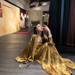 新中式国风女装时尚新款套装外套吊带连衣裙鎏金烫金刺绣改良汉服
