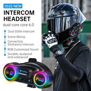 Yeni Y13Pro İkili Domofon Motosiklet Kaskı Qulaqlıq İkili Nüvə Bluetooth 6.0 Musiqi Paylaşımı