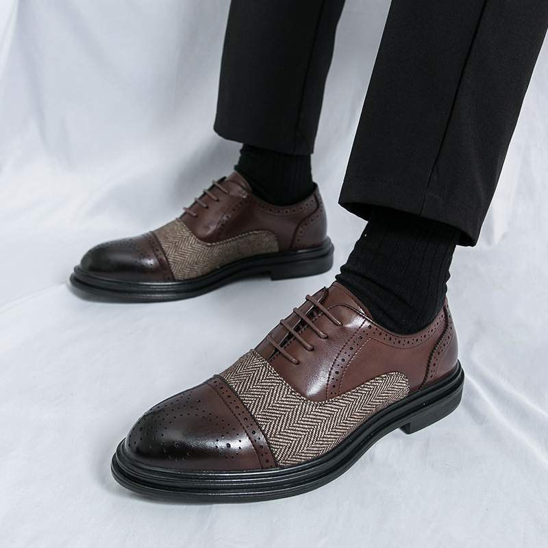 ShoeVault Chaussures de ville en cuir pour homme, assorties aux couleurs transfrontalières, pour mariage, affaires, style derby, lacets, décontractées, en cuir, taille S, livraison directe à l'unité._voghion.com