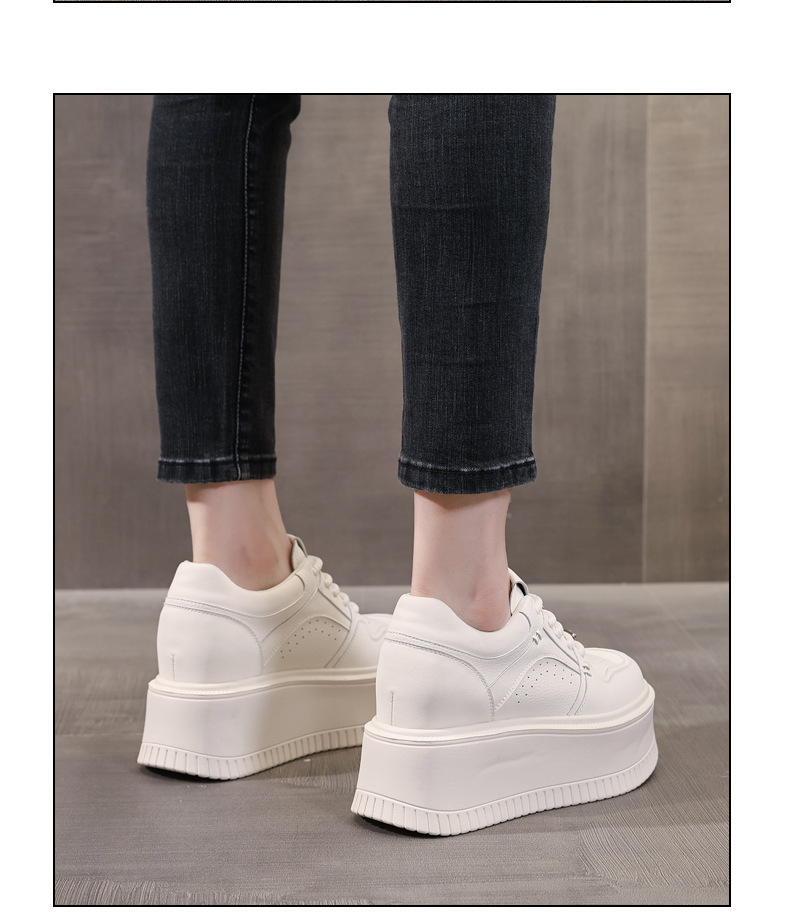 Giày sneaker nữ chunky đế dày phong cách retro đánh bóng màu be — Màu be chi tiết 12