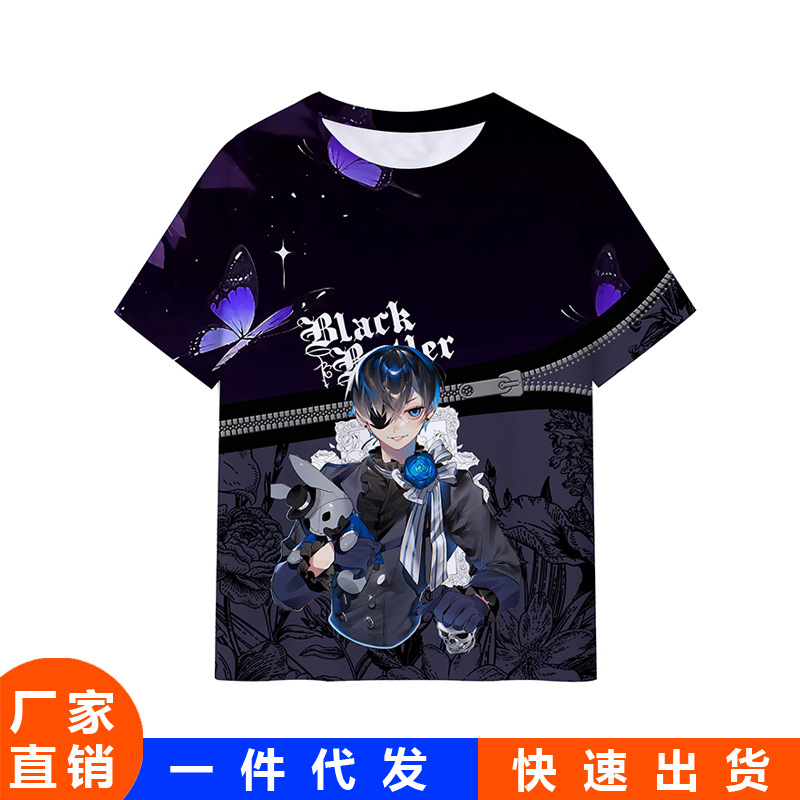 短袖T恤黑执事Black Butler动漫周边全身印花上衣打底衫一件代发