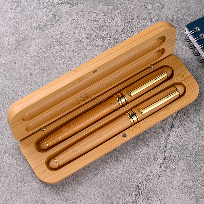 Wholesale Spot Bamboo Metal Pen Double Pen Set Ballpoint Pen Gift Pen Fountain Pen Bamboo Ballpoint Pen Box