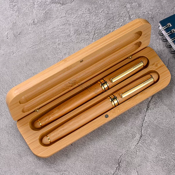 Wholesale Spot Bamboo Metal Pen Double Pen Set Ballpoint Pen Gift Pen Fountain Pen Bamboo Ballpoint Pen Box