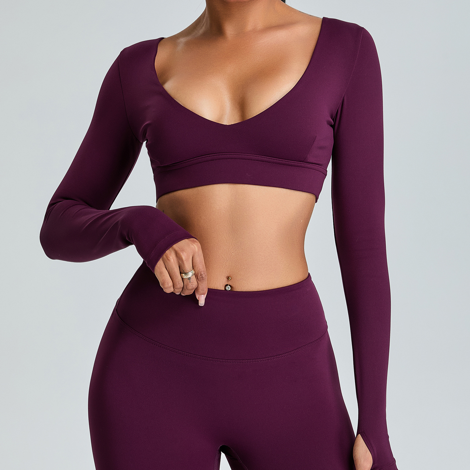 Otoño y invierno nuevo sexy cuello en V ropa de yoga de mangas largas camiseta deportiva de alta calidad para mujeres adelgazamiento ropa de ejercicios al aire libre chaqueta superior