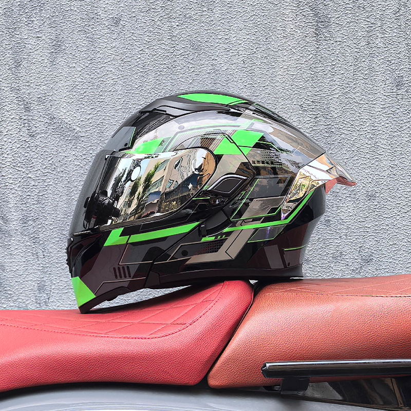 Casco de motocicleta Orz, casco, casco, doble lente, cola grande, motocicleta, casco de carrera, casco, hombres y mujeres, calor de invierno