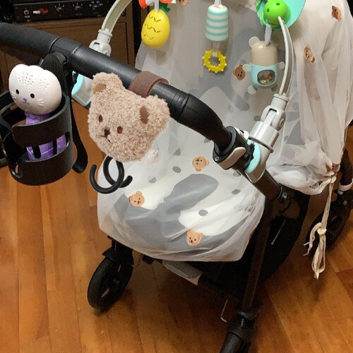 Korean ins style bear head stroller hook stroller accessories stroller walking artifact multi-functional bag hook