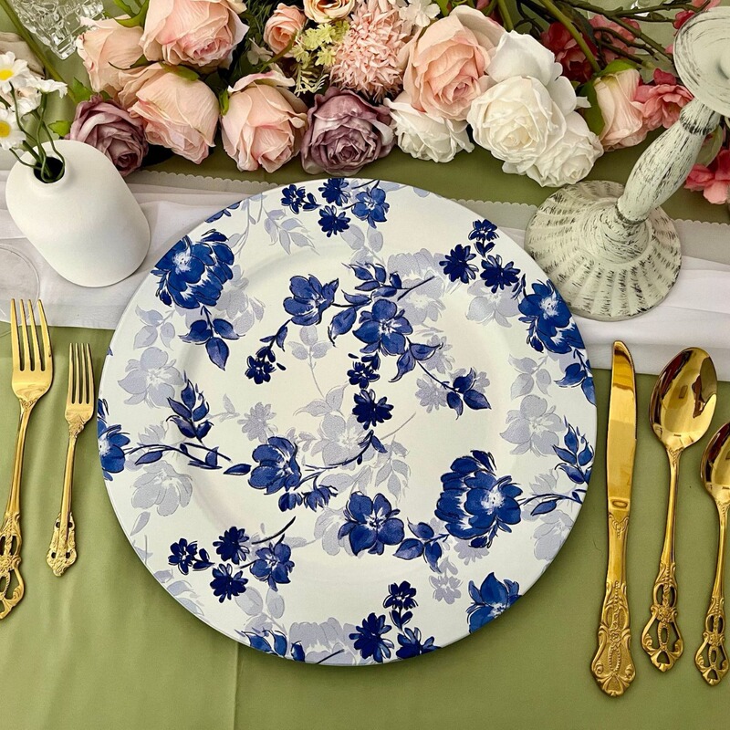 Foreign trade wholesale wedding hotel party disposable decorative plastic plate charger plate Foreign trade wholesale wedding hotel party disposable decorative plastic plate charger plate