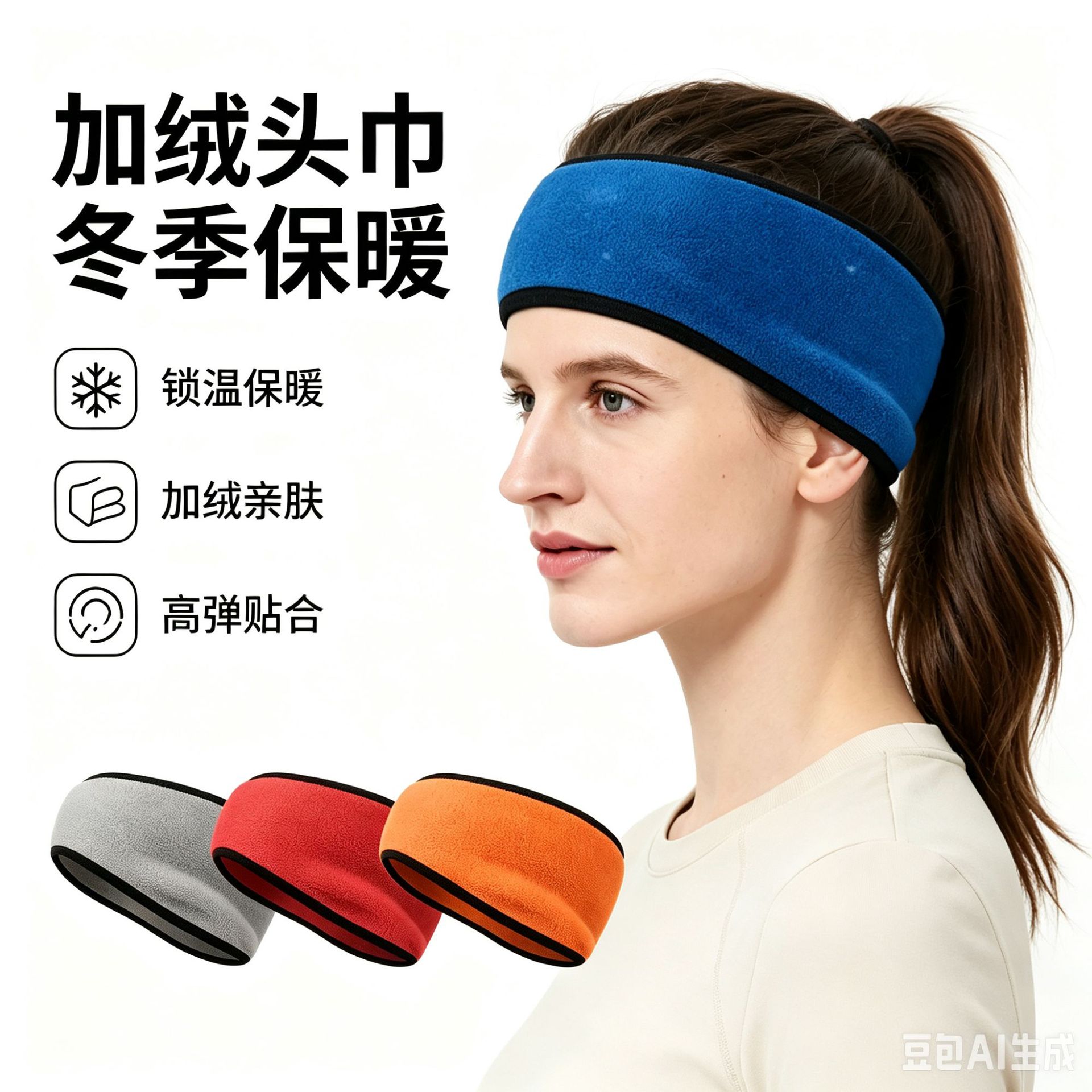 Autumn and winter earmuff-style warm cycling headband, fleece ear protection, outdoor sports windproof tennis yoga forehead protector headband