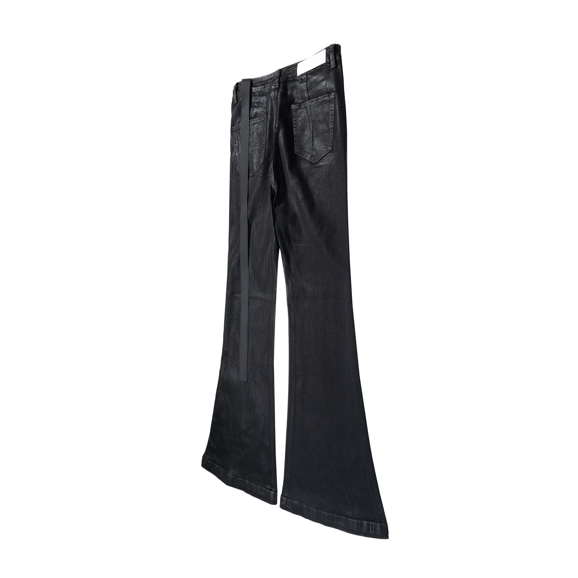 Jean évasé en similicuir enduit pour homme – Pantalon large délavé vintage (90 % coton, M-XXL, noir)_voghion.com