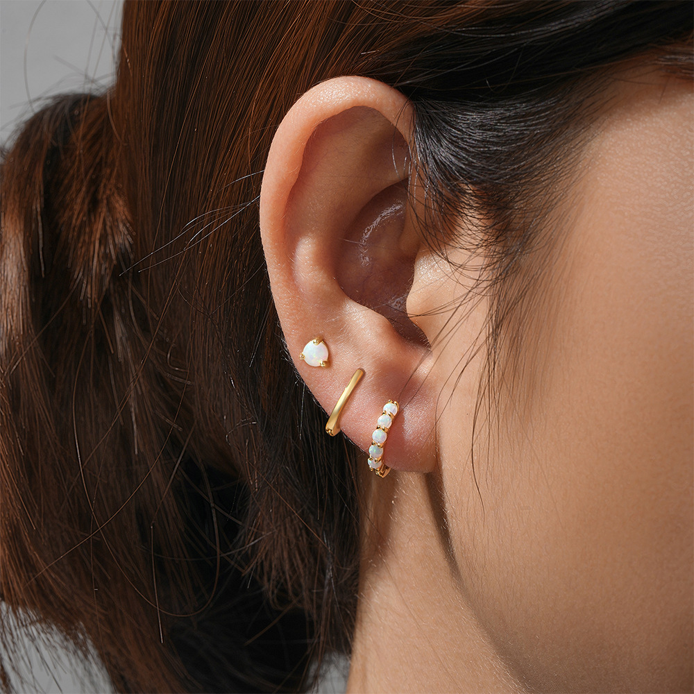 4g Weight Zircon Inlay Material Earrings Classification 3 Pieces Set Quantity Daily Occasion 925 Sterling Silver Material Geometric Pattern Women's Gender Plating, Inlay Design Simple Style Style 3 Pieces Set 925 Sterling Silver Zircon Geometric Earrings 55