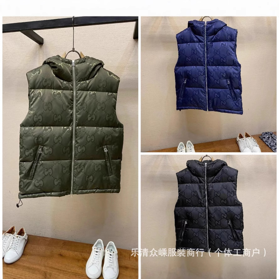남성과 여성을 위한 가을 겨울 인기 자수 면 의류, 다크 패턴 자카드 후드 두꺼운 따뜻한 커플 트렌디 의류 조끼