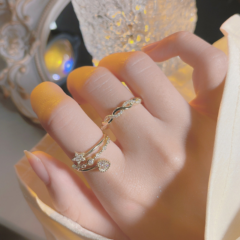 Love Five-pointed Star Ring Women's Fashion Light Luxury Niche Personalized ins Trendy Internet Celebrity Open High-grade Feeding Ring Ring Love Five-pointed Star Ring Women's Fashion Light Luxury Niche Personalized ins Trendy Internet Celebrity Open High-grade Feeding Ring Ring