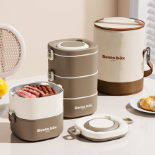 304不锈钢日式保温盒双层分格便单盒长方形学生便携保温塑料饭盒