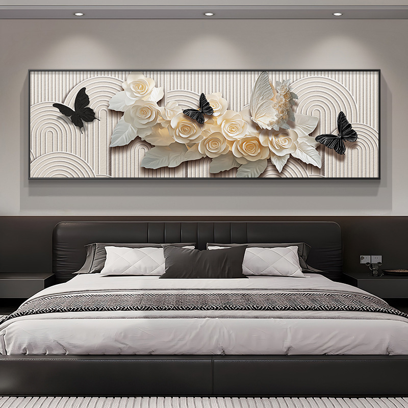 Butterfly Bedroom Bedside Decoration Painting Normcore Master Bedroom Room Hanging Painting Accessible Luxury High-End Living Room Background Wall Mural Lamp