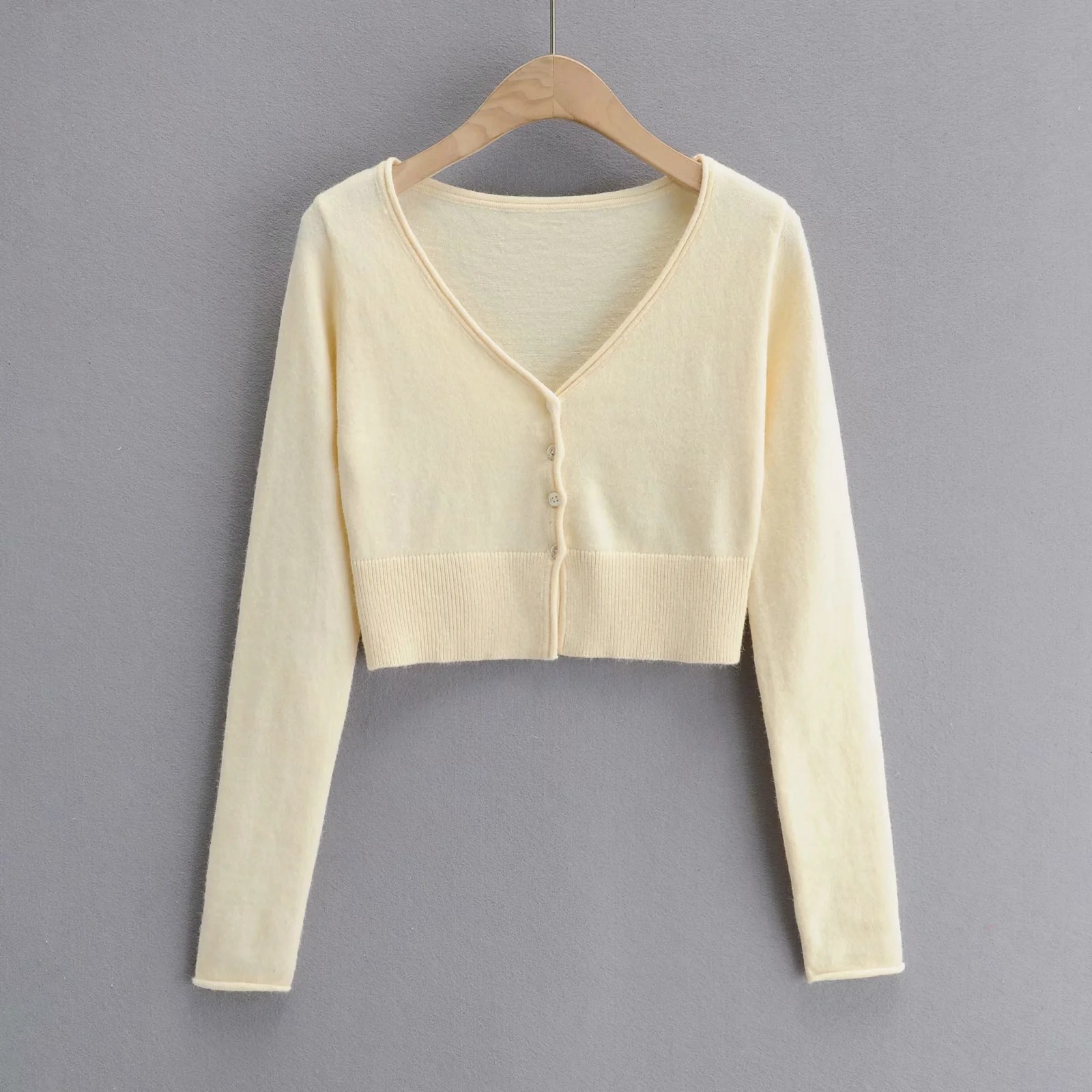 Solid color knitted cardigan  NSAC24906