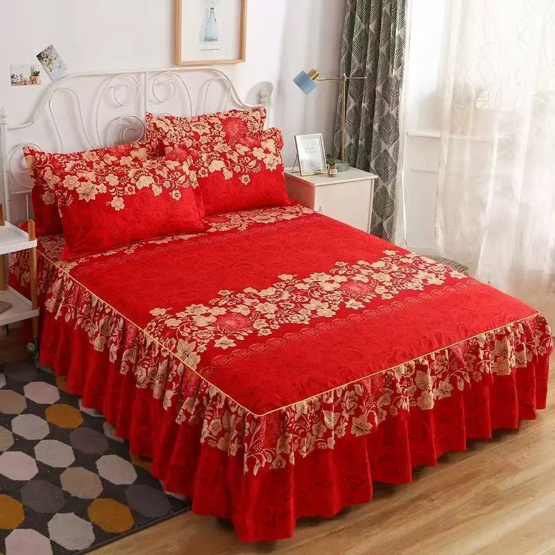 Transfronterizo Simmons cubierta de cama de tres piezas set sábanas de comercio exterior colchón cubierta protectora para cubrir la falda de cama de una sola pieza de falda cubierta de cama 2