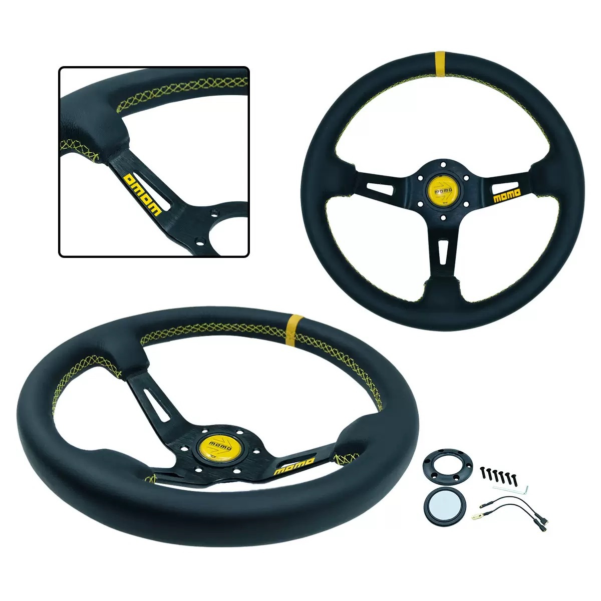 Cross-border direct sales of car modification MOMO steering wheel 14 inch 340mm personalized racing drift deep concave steering wheel