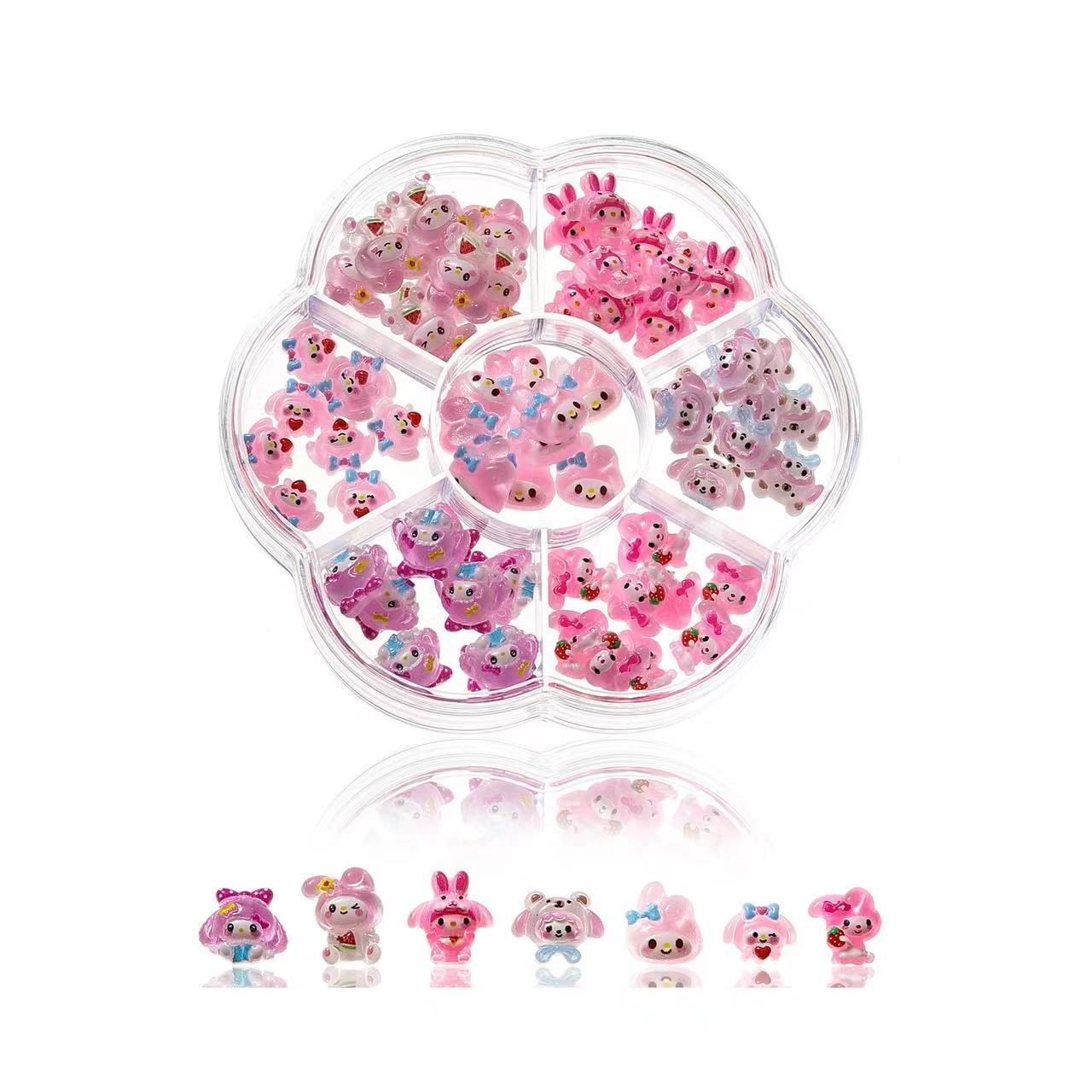 70 Transfronteriza Popular Sanrio dibujos animados accesorios de uñas ciruela caja conjunto combinación decoración de uñas accesorios al por mayor