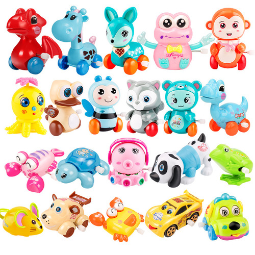 Clockwork Chick Frog Simulation Plush Jumping Chicken Children's Wind Up Rabbit Dinosaur Animal Nostalgic Toy Hot Sale