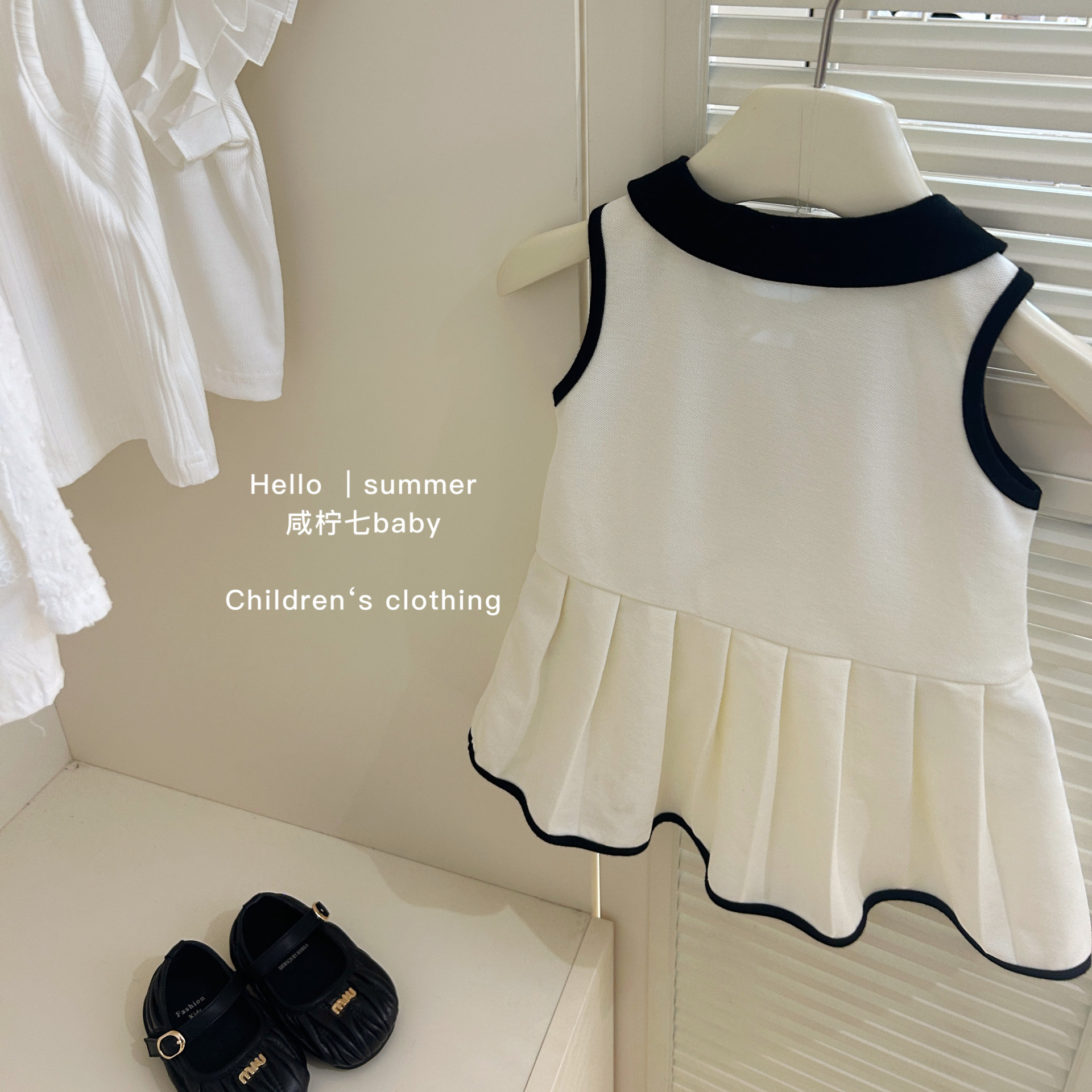 Vestido de verano para siete niñas con limón salado 2024 nuevo estilo estilo occidental para niños falda de estilo universitario de polo vestido de princesa para niños