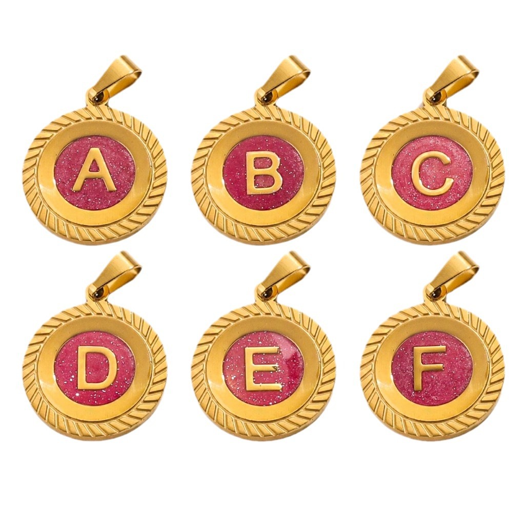 Colgante redondo encaje goteo acero inoxidable accesorios de letras inglesas diy pulseras pendientes ropa bolsas accesorios joyas