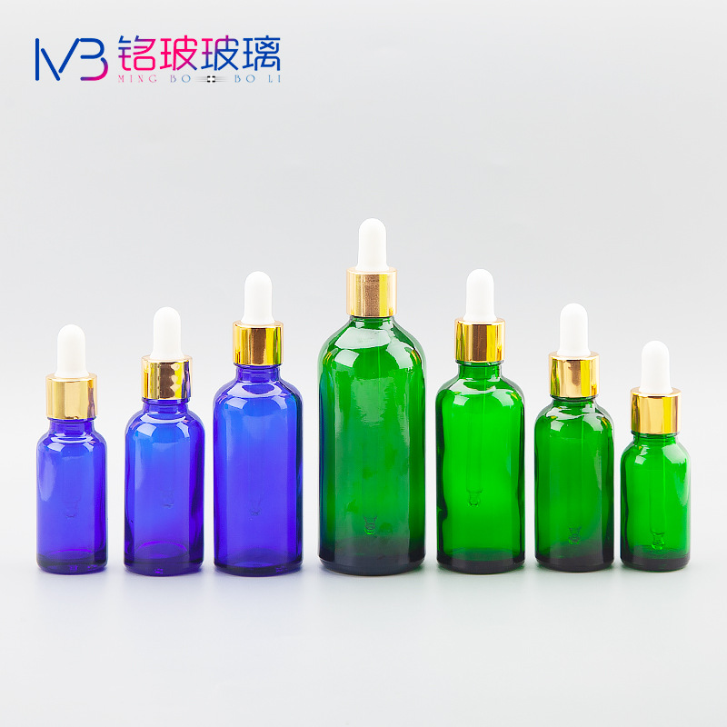 现货5ml~100ml精油瓶滴管瓶茶色透明蓝色绿色玻璃精油乳液喷雾瓶