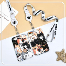 满屏猫咪ABS卡套挂脖证件套学生卡校园卡包公交地铁卡保护套现货