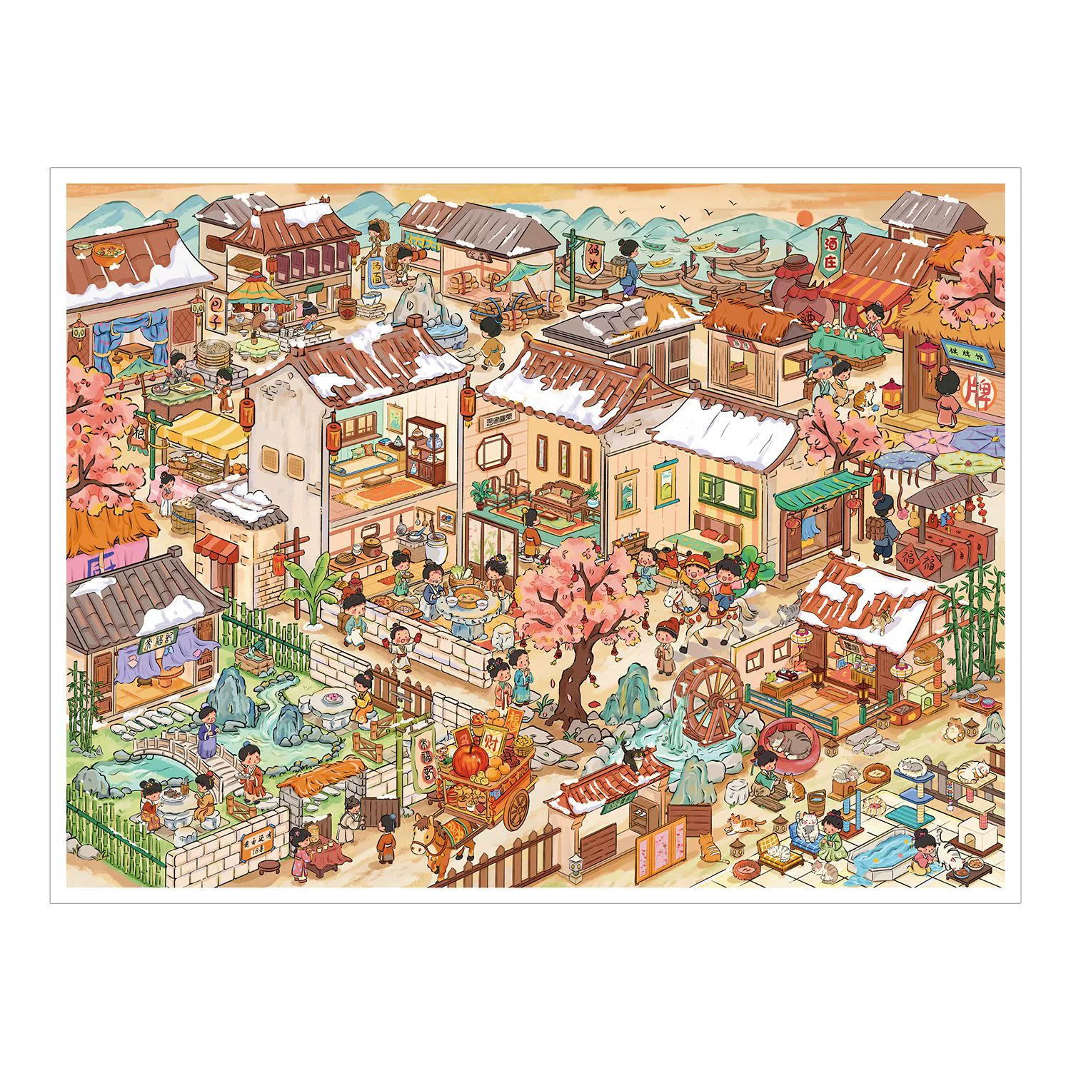 艺蓝 Small three dimensional sticker ancient style, 3D, scheduler