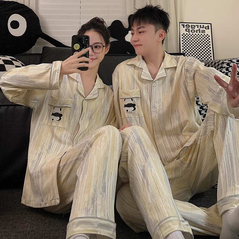 [Exposición de pintura soleada] pijamas de pareja para hombres y mujeres de verano de manga larga de primavera y otoño al aire libre más el tamaño estrella ropa para el hogar invierno