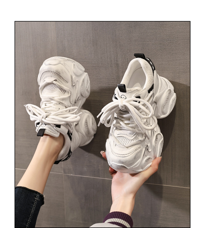 Giày sneaker nữ chunky đế dày tăng chiều cao 10 cm phong cách thể thao — màu trắng chi tiết 14