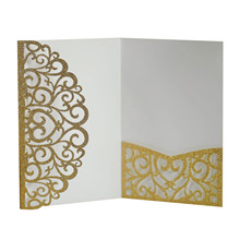 跨境金葱纸闪粉激光节日邀请贺卡镂空商务请柬封面婚庆喜帖外壳