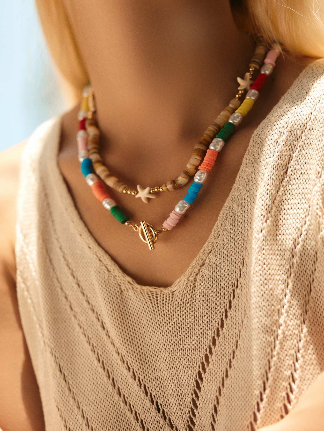 Starfish Marine Style Imitation Pearl Copper Zinc Alloy Necklace Wholesale display picture 2