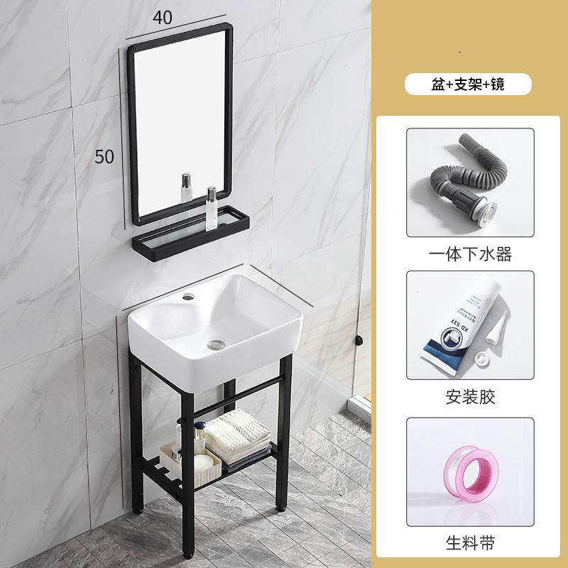 防锈卫生间易清洁小户型简装公寓落地式工程酒店洗手盆陶瓷一体盆|undefined