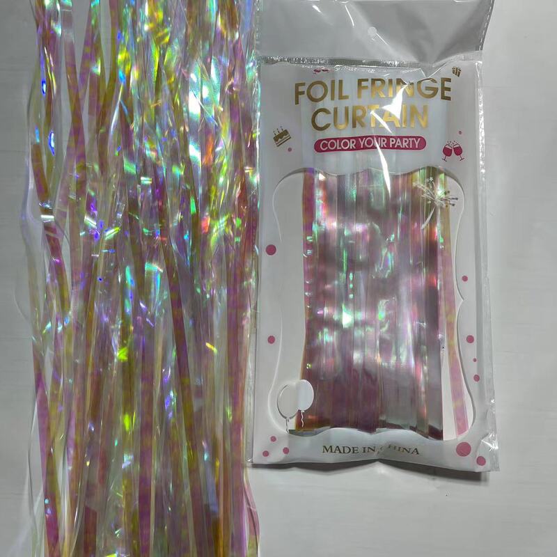 Party Colorful Rain Silk Curtain Wedding Birthday Colorful Rain Silk Scene Layout Supplies Rainbow Light Rain Silk Curtain