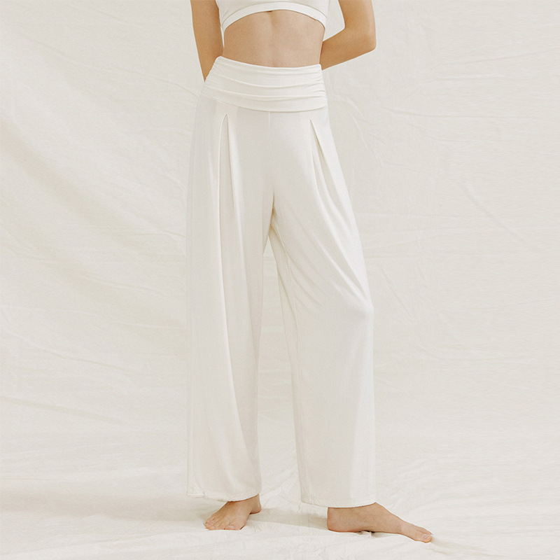 Spring and Autumn New Yoga Pants for Women, High-Waisted Dance Fitness Pants, Casual Versatile Wide-Leg Sports Pants with Pockets