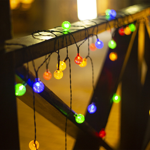 Solar bubble ball LED string lights outdoor camping canopy courtyard waterproof decorative lights crystal ball string lights