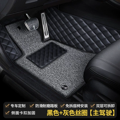 Mat, Separate Passenger Seat Mat, Modelə uyğun ayaqaltı - main-driver-double-layer-black-black-line-gray-silk-circle