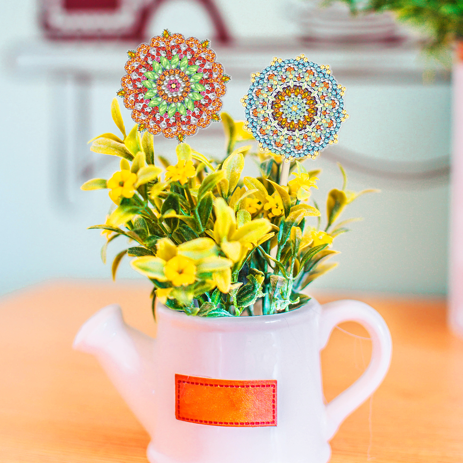 Accesorios para pintura de diamantes: Nuevos adornos de flores y plantas en maceta para pintura de diamantes DIY, palitos decorativos de la serie mandala 5D con diamantes completos.