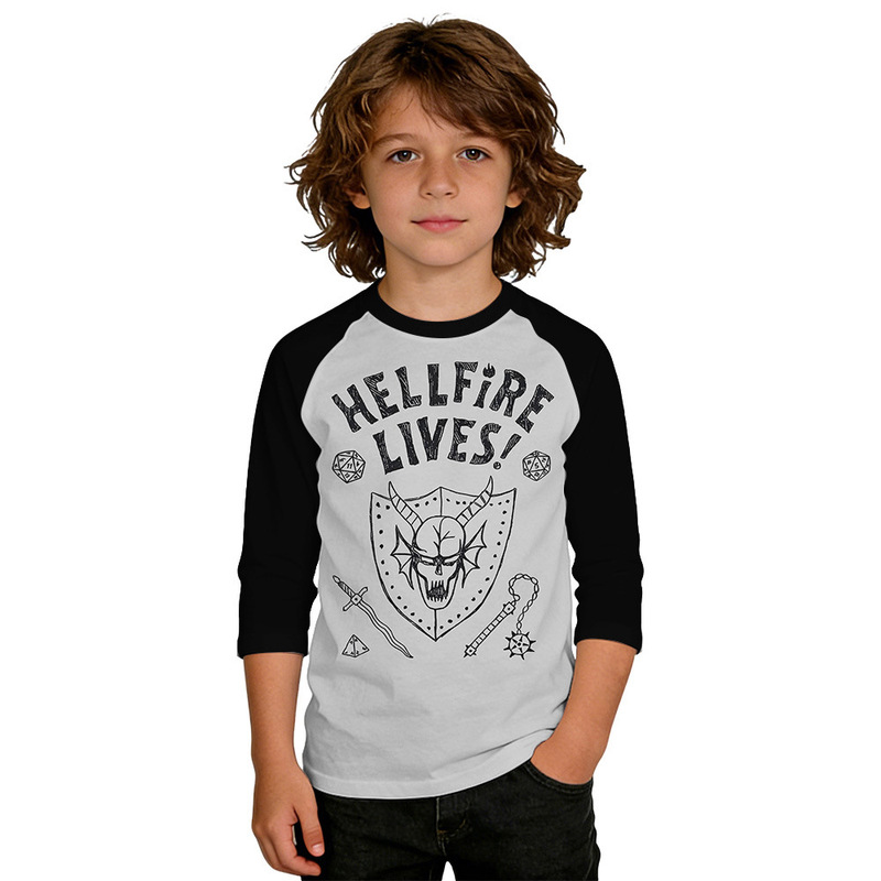 Cross-Border Hot-Selling Imitation Cotton Round-Neck Three-Quarter Raglan Sleeve T-Shirt with Personalized Digital Print, Non-Fading, Trendy Stranger Things Style
