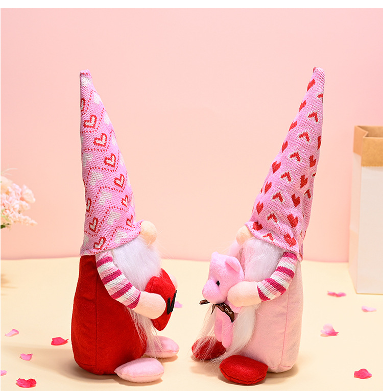 Cute Valentine's Day Gift Pink Rudolf Heart Couple Doll Decoration display picture 4