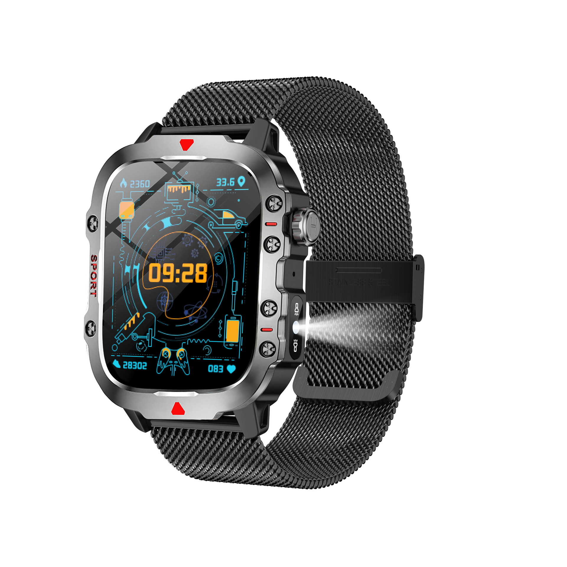 C41pro-2.09 screen with flashlight (black steel)