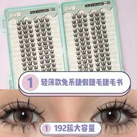 轻薄款兔系韩式大容量盒装假睫毛自然仿真单簇可爱漫画眼懒人分段