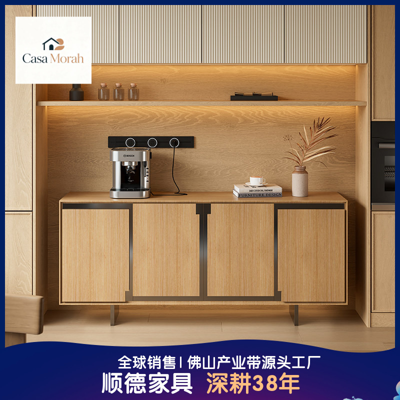 Solid wood sideboard storage cabinet, Nordic-style living room wall-mounted integrated storage cabinet, dining room tea cabinet, vintage entryway cabinet