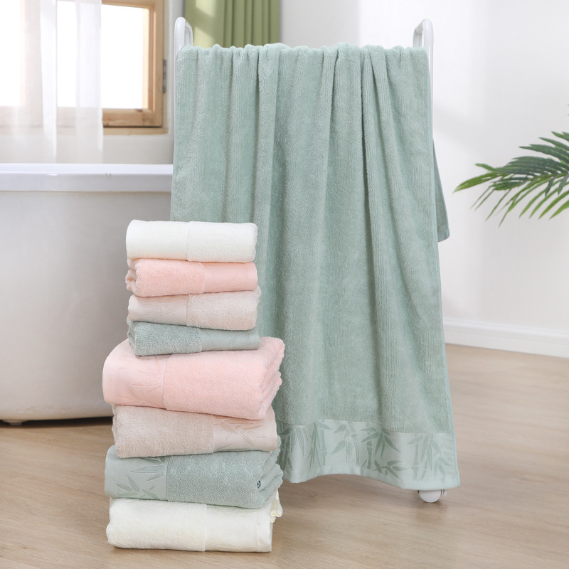 Wholesale Bamboo Fiber Bath Towels, Enlarged and Thickeneded, Adult Bath Towels, Absorbent and Quick-Drying, Cross-Border Bath Towels, Gift Boxes with Customized Logo