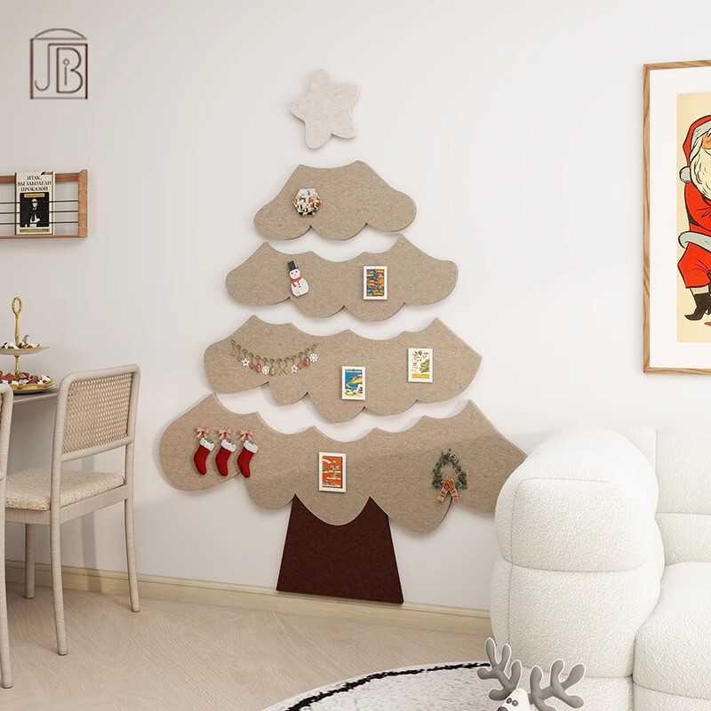 Children's room wall renovation 3d three-dimensional non-perforated wool felt photo wall creative Christmas tree photo display board